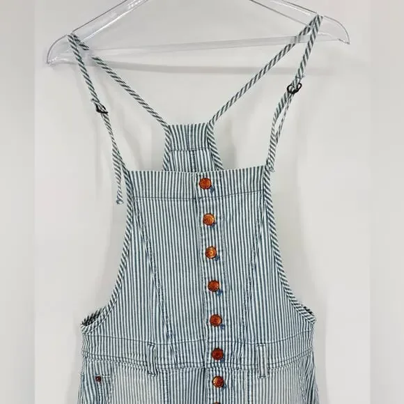Anthropologie Pilcro Railroad Denim Stripes Overalls Romper Shortall Shorts 27 - Picture 5 of 12